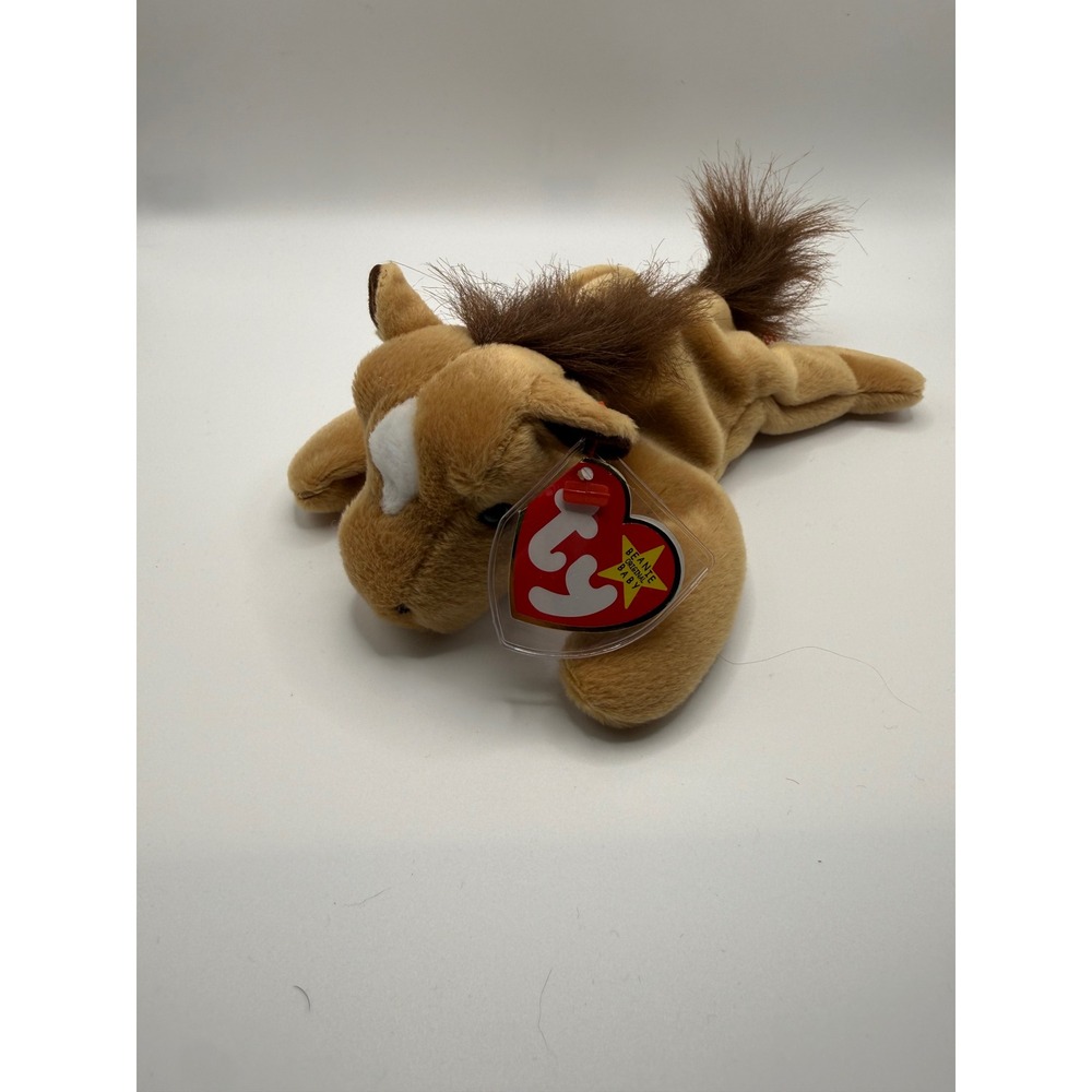 Ty Beanie Baby Derby the Horse Tan White Star Fine Mane 1995 Plush‎ 4008 NWT